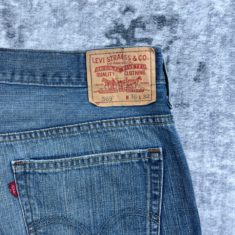 Levi Strauss & CO Mens 36x32 569 Loose Straight Denim Jeans Blue Solid Baggy - Picture 13 of 13